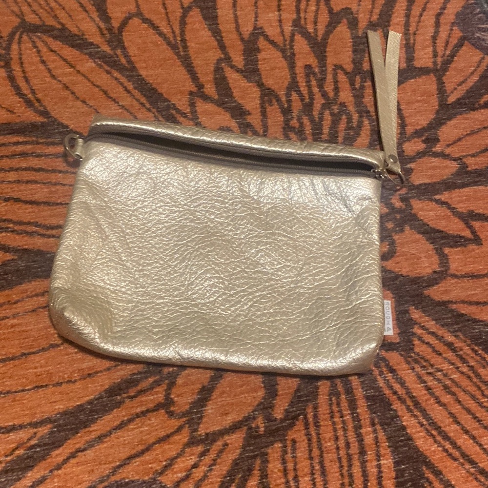 Rough and Tumble gold leather pouch